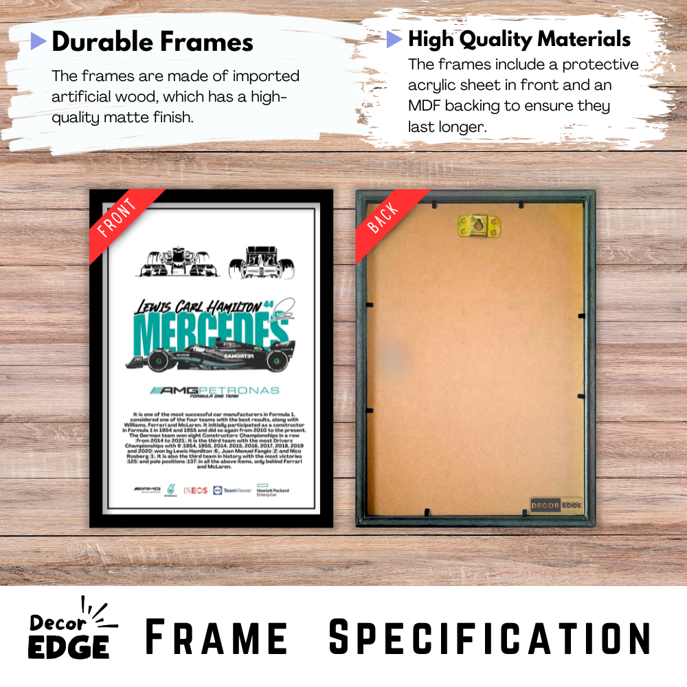 MERCEDES LEWIS CARL HAMILTON 44 - Premium Framed Poster