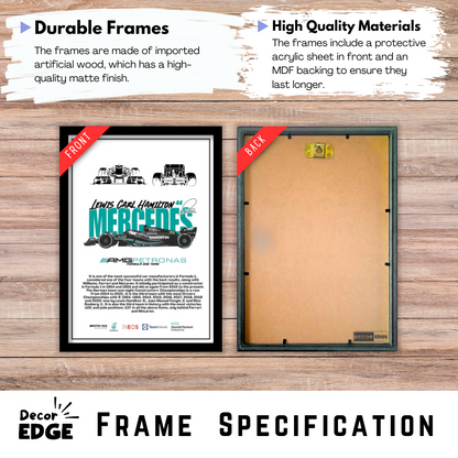 MERCEDES LEWIS CARL HAMILTON 44 - Premium Framed Poster