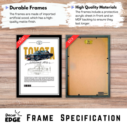 TOYOTA CORONA 1970 - Premium Framed Poster