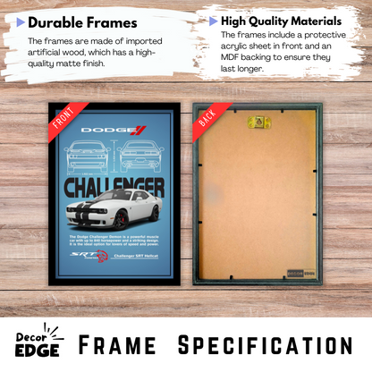 DODGE CHALLENGER SRT HELLCAT - Premium Framed Poster
