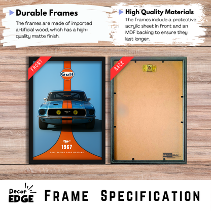 GULF RACINF FORD MUSTANG | C-V3 | CAR POSTER