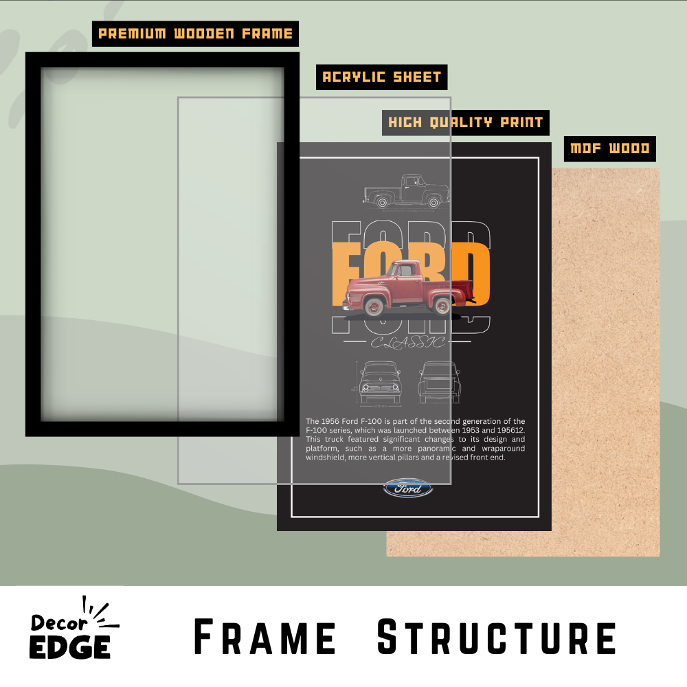 FORD F-100 1956 - Premium Framed Poster