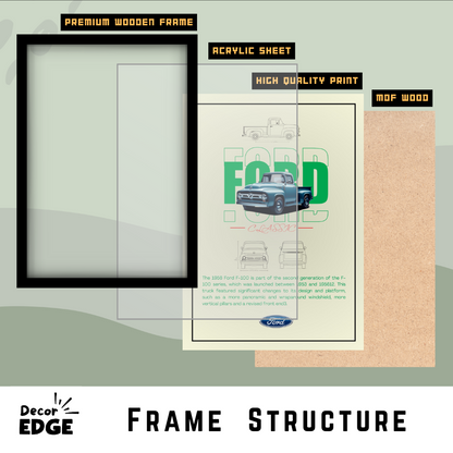 FORD CLASSIC F-100 1956 - Premium Framed Poster